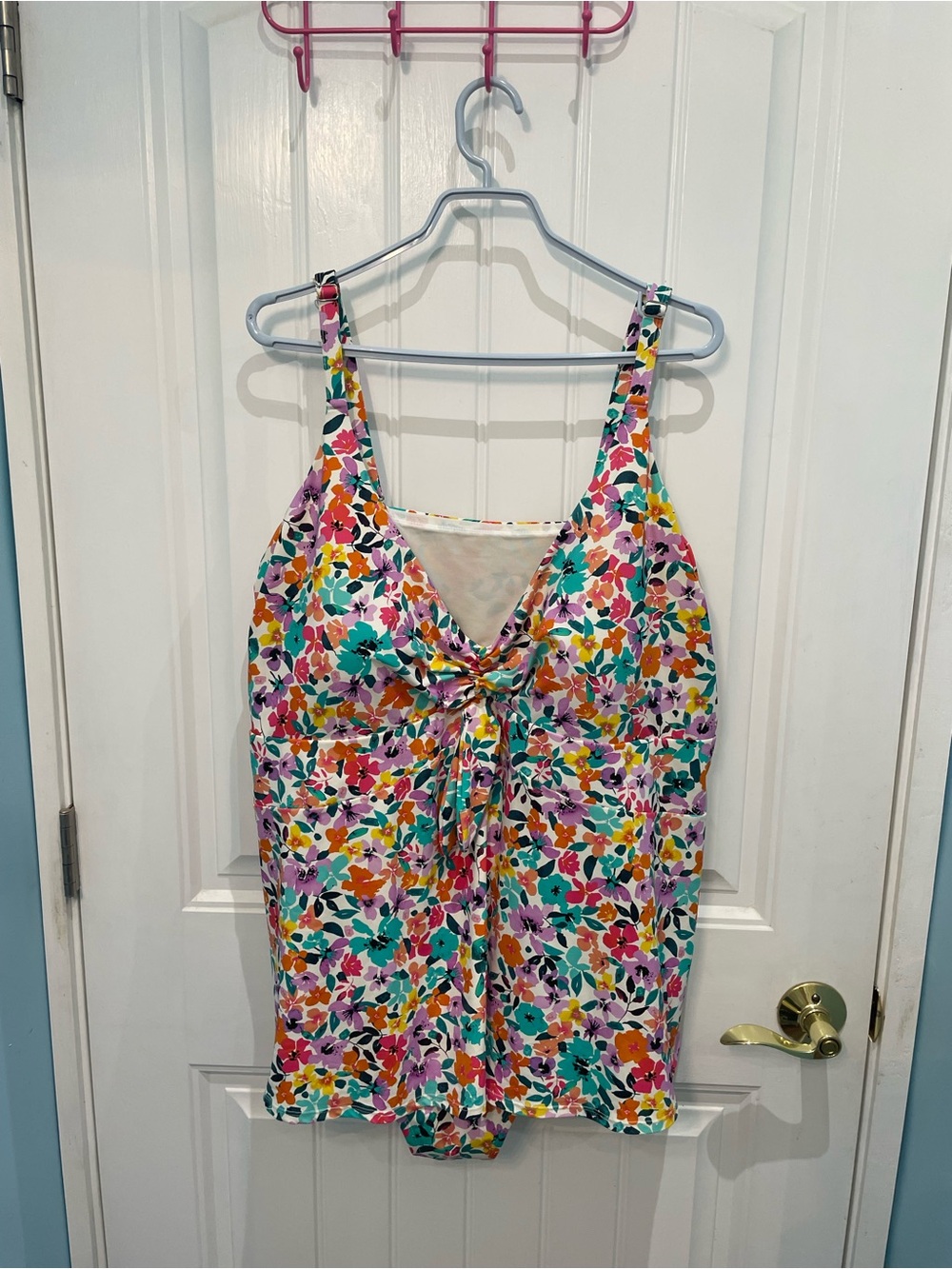 Penningtons Multi-Color Floral Tie-Front One-Piece Swimsuit